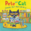 Cover Image for Pete the Cat Checks Out the Library: Includes Over 30 Stickers! -- James Dean, Paperback