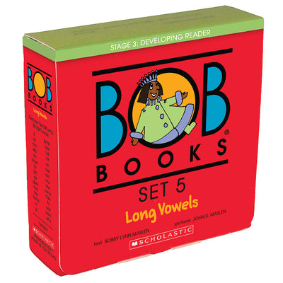 Cover Image for Bob Books - Long Vowels Box Set of 8 Paperbacks Decodable Phonics Books, Ages 4 and Up, Kindergarten, First Grade (Stage 3: Developing Reader) -- Bobby Lynn Maslen, Boxed Set