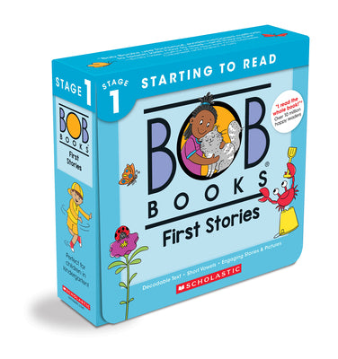 Cover Image for Bob Books - First Stories Box Set of 12 Paperbacks Decodable Phonics Books, Ages 4 and Up, Kindergarten (Stage 1: Starting to Read) -- Lynn Maslen Kertell, Boxed Set