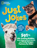 Cover Image for Just Jokes: 5911/2 Rib-Tickling Riddles, Knee-Slapping Knock-Knocks, and Tricky Tongue Twisters for Kids! -- National Geographic Kids, Library Binding