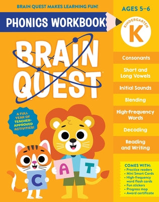 Cover Image for Brain Quest Phonics Workbook: Kindergarten -- Workman Publishing, Paperback