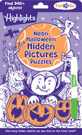 Cover Image for Neon Halloween Hidden Pictures Puzzles: Halloween Puzzle Book for Kids with Neon Hidden Pictures Scenes and Gel Marker, Perfect Halloween Gift and Tra -- Highlights, Paperback