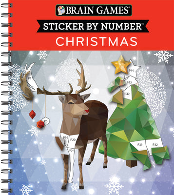 Cover Image for Brain Games - Sticker by Number: Christmas (28 Images to Sticker - Reindeer Cover): Volume 1 -- Publications International Ltd, Spiral