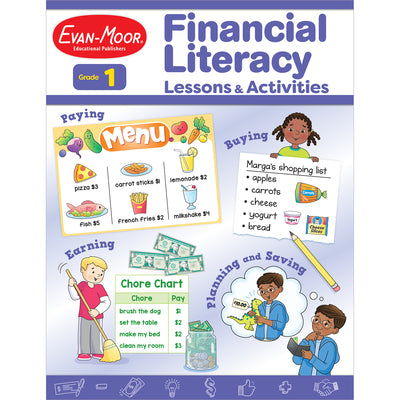 Cover Image for Financial Literacy Lessons and Activities, Grade 1 -- Evan-Moor Educational Publishers, Paperback