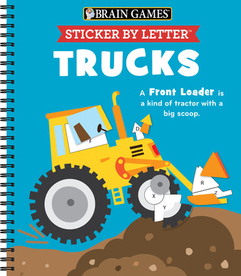 Cover Image for Brain Games - Sticker by Letter: Trucks -- Publications International Ltd, Spiral