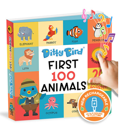 Cover Image for Ditty Bird First 100 Animals Interactive Sound Book for Toddlers 1- 3 Speech Therapy Learning Books for 1 Year Old -- Ditty Bird, Board Books