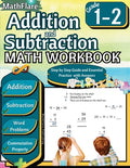 Cover Image for Addition and Subtraction Math Workbook 1st and 2nd Grade: Word Problems Grade 1-2, Exercises 1 to 50, Activities, Commutative Property -- Mathflare Publishing, Paperback
