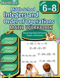 Cover Image for Integers and Order of Operations Math Workbook 6th to 8th Grade: Middle School Integers Workbook, PEMDAS -- Mathflare Publishing, Paperback